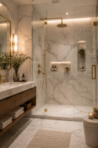 Floor-to-Ceiling Marble Shower