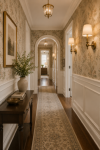 Half-Wall Wainscoting with Wallpaper