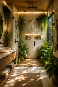 Indoor Plants Around the Shower