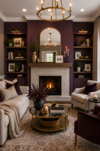 Plum Purple Fireplace Wall