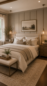 Wainscoting Behind the Bed